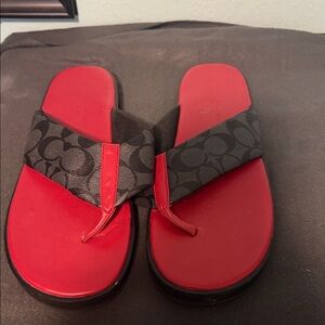 Coach Red and Black Sandals